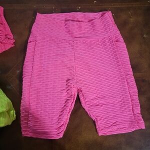 0 To 5 Pink Textured Biker Shorts Size L